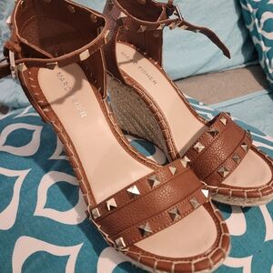 Marc Fisher Brown Studded Women's Wedges.